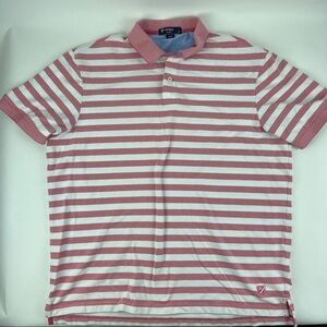 Cremieux Classics Polo Mens XL Pink White Striped